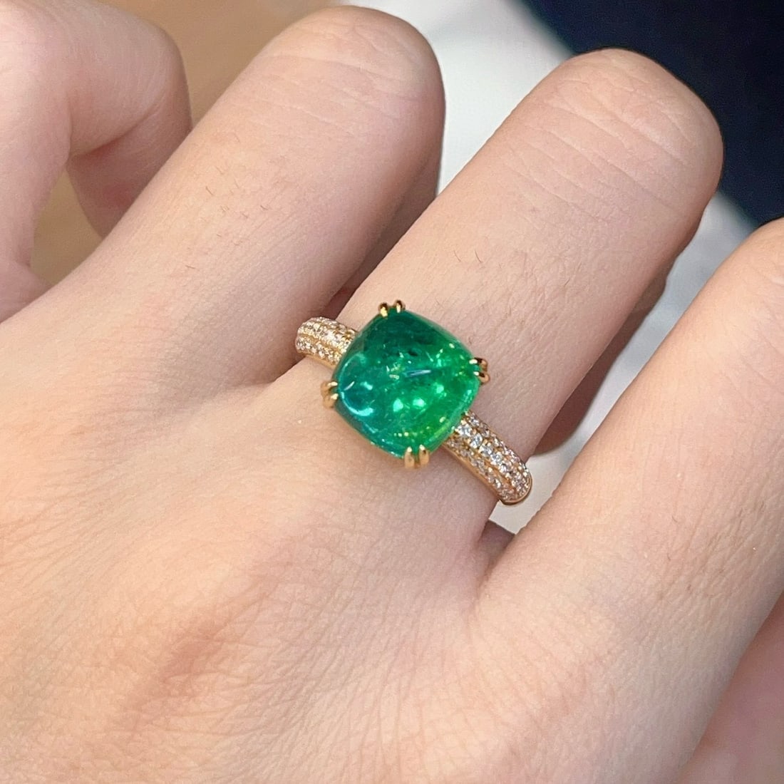 14k Gold 4.10 Ctw Natural Emerald & Diamond Ring - 5
