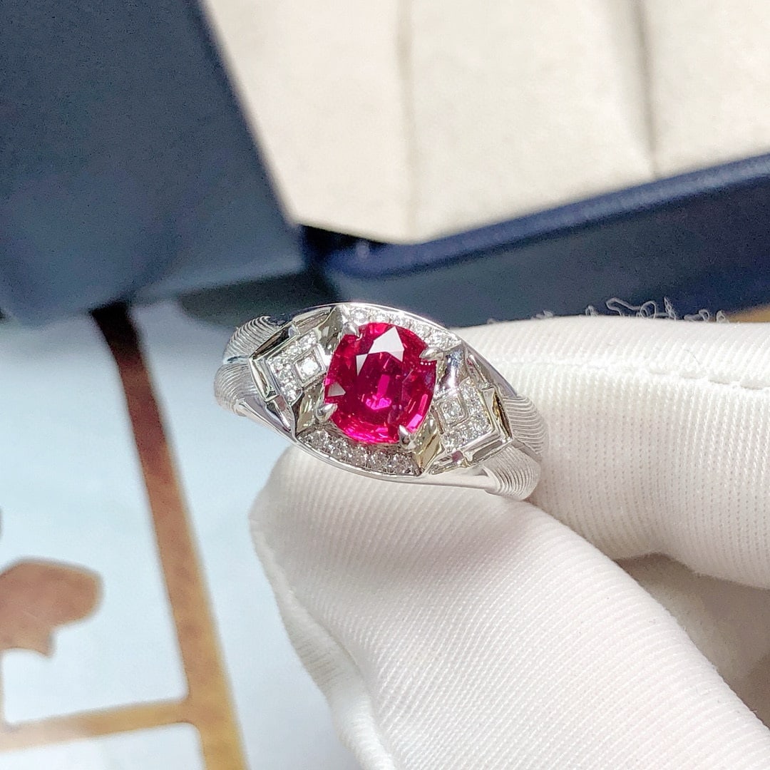 14k Gold 1.11 Ctw Natural Ruby & Diamond Ring - 4