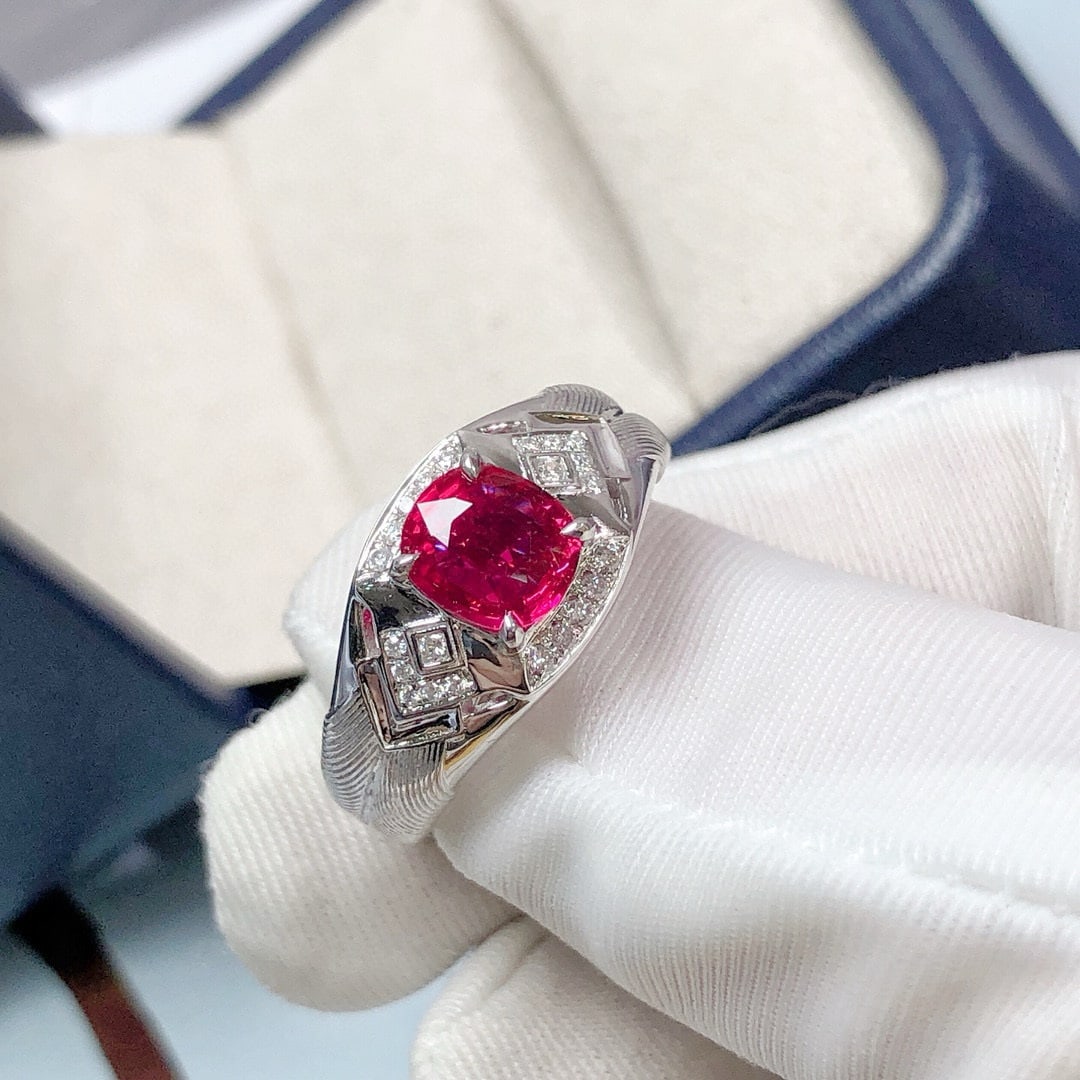 14k Gold 1.11 Ctw Natural Ruby & Diamond Ring - 6