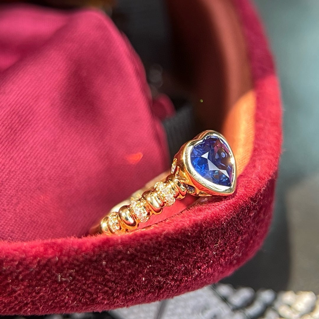 14k Gold 1.53 Ctw Natural Sapphire & Diamond Ring - 2