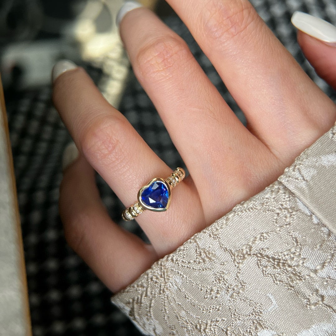 14k Gold 1.53 Ctw Natural Sapphire & Diamond Ring - 4