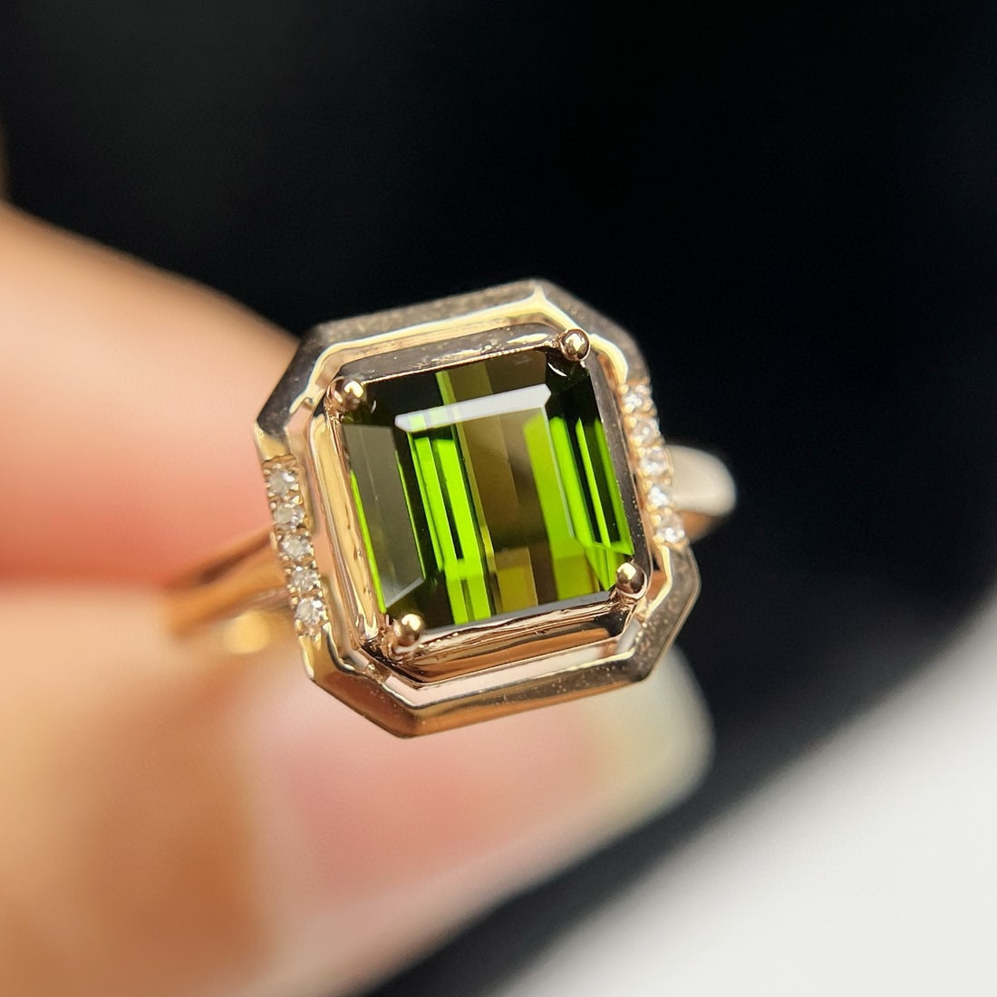 14k Gold 2.00 Ct Natural Tourmaline & Diamond Ring - 3