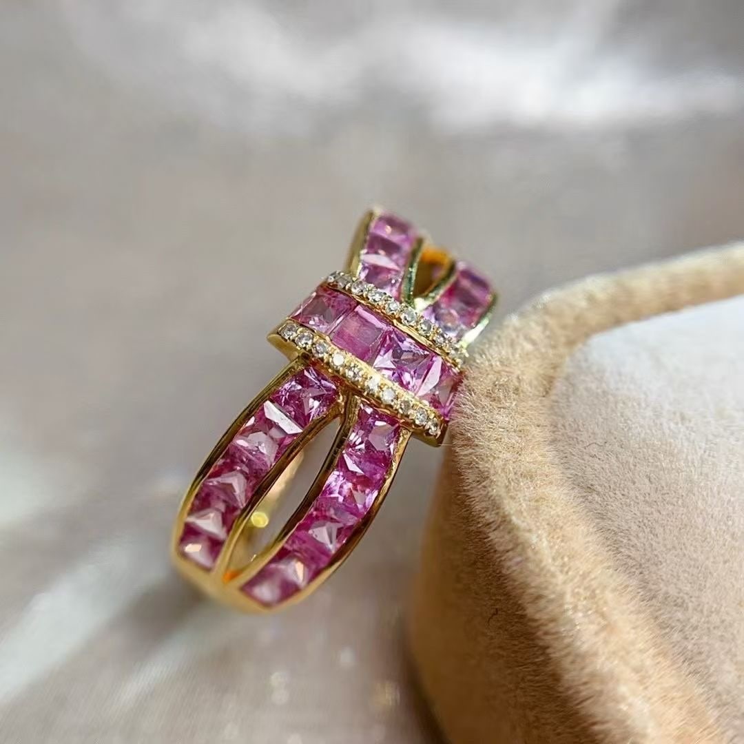 14k Gold 2.6 Ctw Natural Padparadscha Sapphire & Diamond Ring - 4