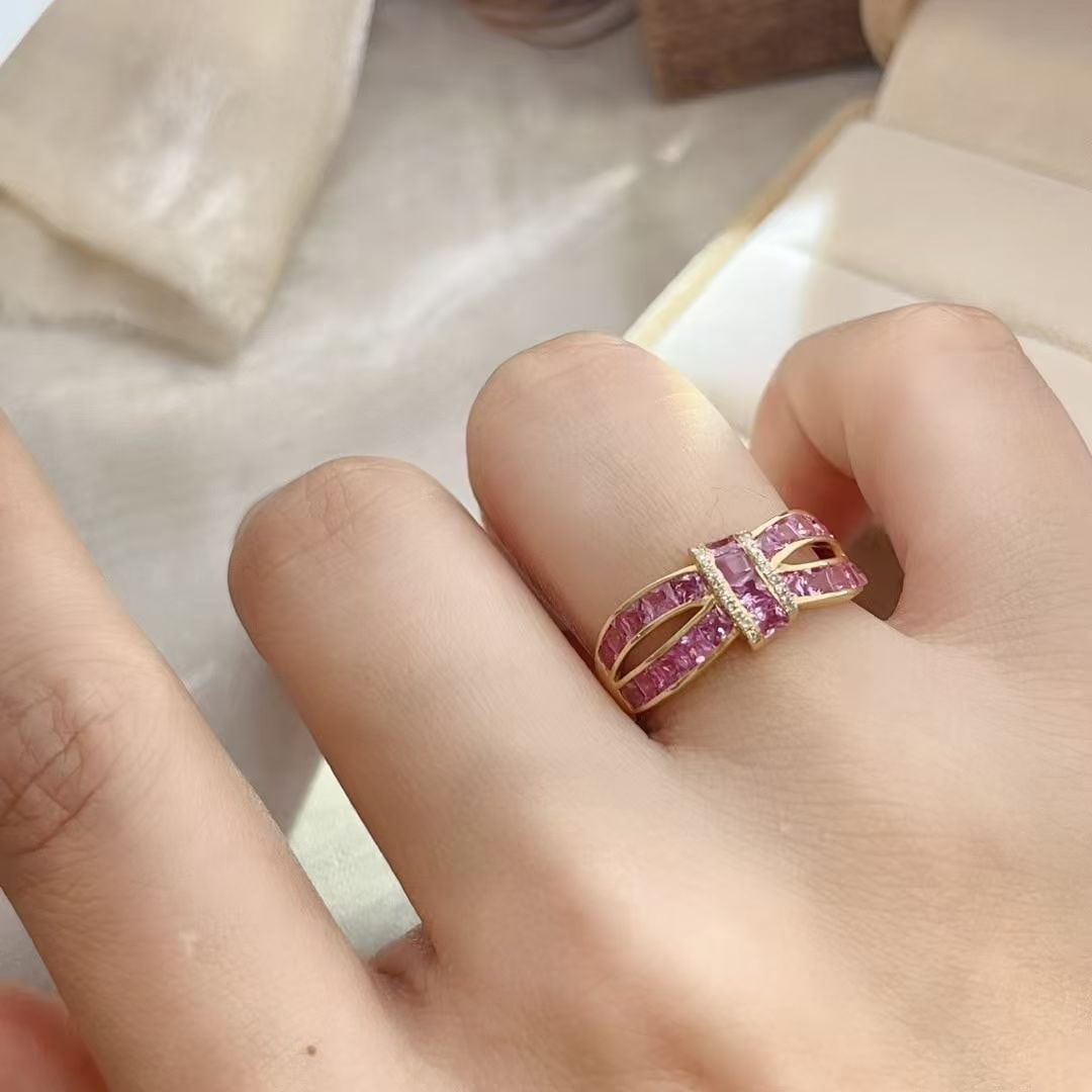 14k Gold 2.6 Ctw Natural Padparadscha Sapphire & Diamond Ring - 5