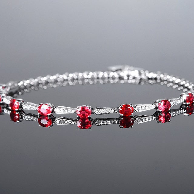 14k Gold 2.03 Ctw Natural Ruby & Diamond Bracelet - 3