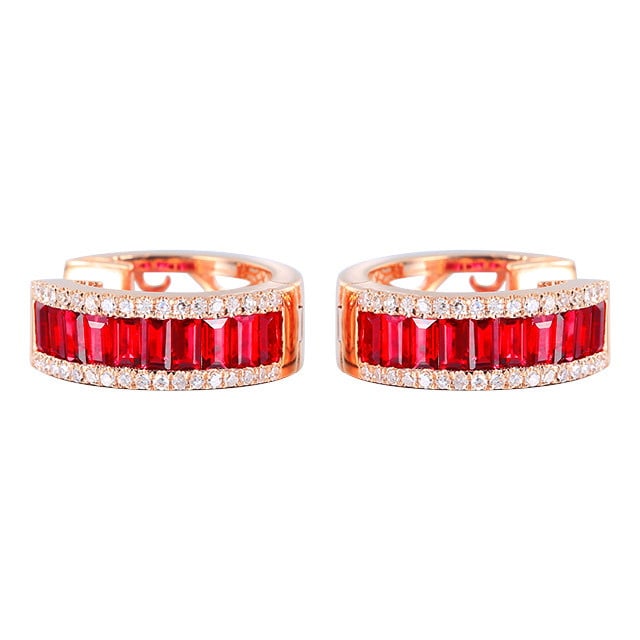 14k Gold 1.05 Ctw Natural Ruby & Diamond Earrings - 5