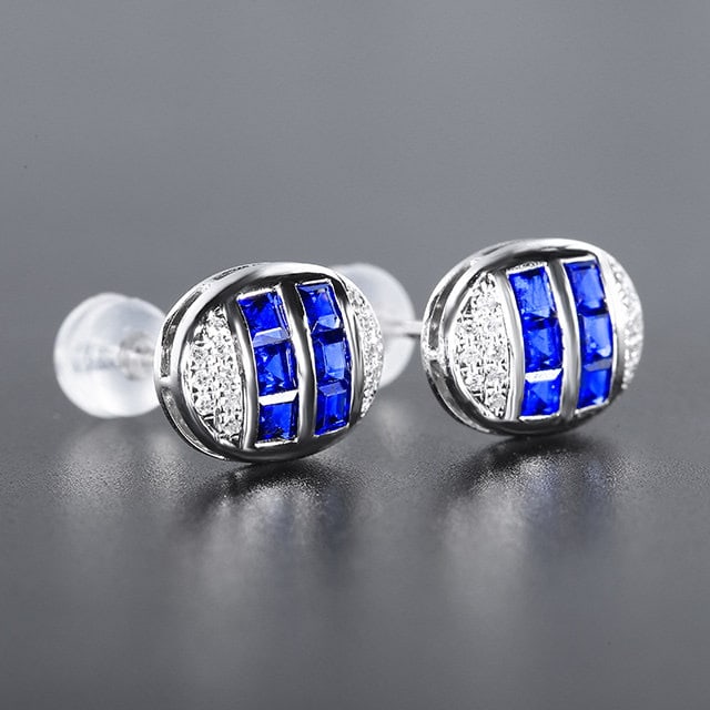 14k Gold 1.73 Ctw Natural Sapphire & Diamond Earrings - 2