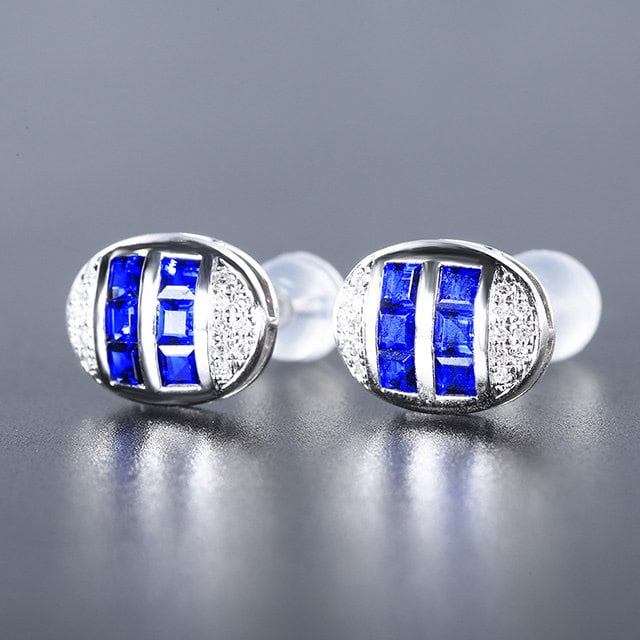14k Gold 1.73 Ctw Natural Sapphire & Diamond Earrings - 3