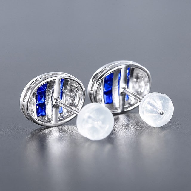 14k Gold 1.73 Ctw Natural Sapphire & Diamond Earrings - 4