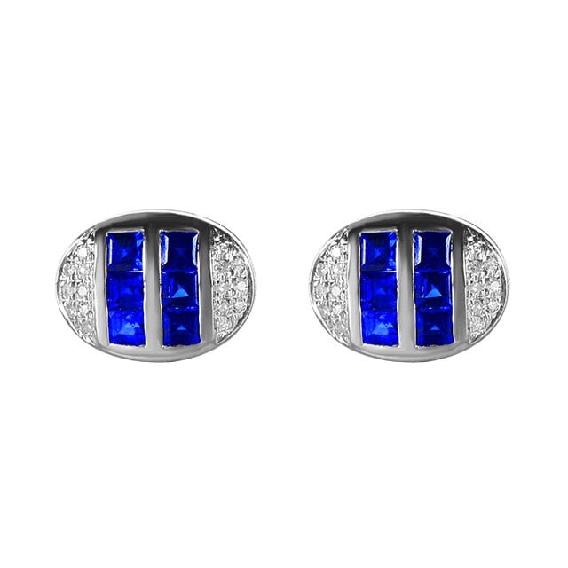 14k Gold 1.73 Ctw Natural Sapphire & Diamond Earrings - 5