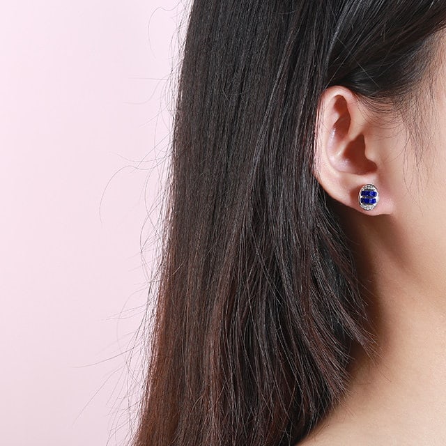 14k Gold 1.73 Ctw Natural Sapphire & Diamond Earrings - 6