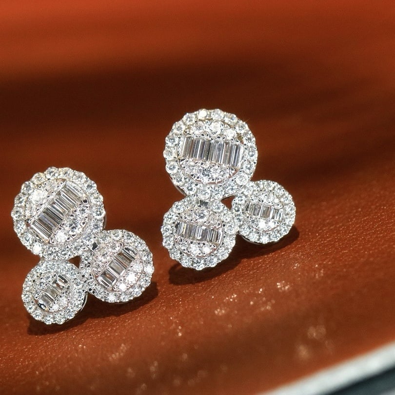 14k Gold 0.72 Ct Natural H Diamond Earrings - 3