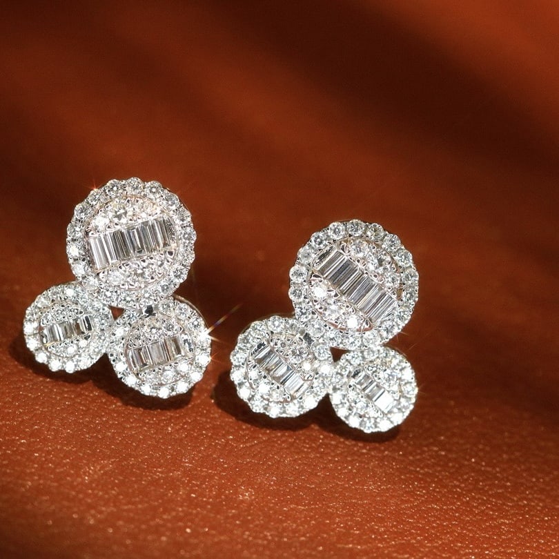 14k Gold 0.72 Ct Natural H Diamond Earrings - 4