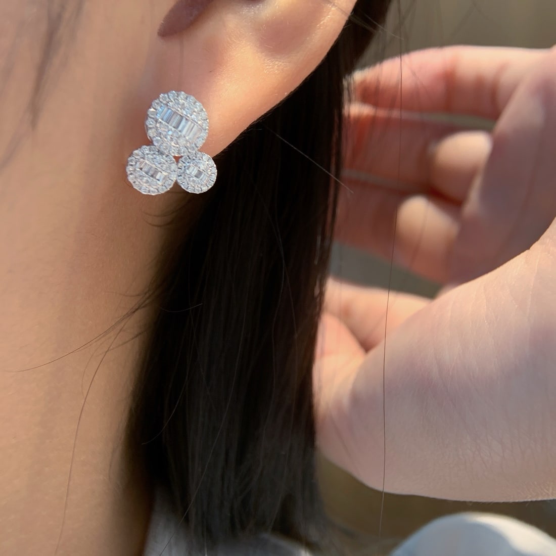 14k Gold 0.72 Ct Natural H Diamond Earrings - 6