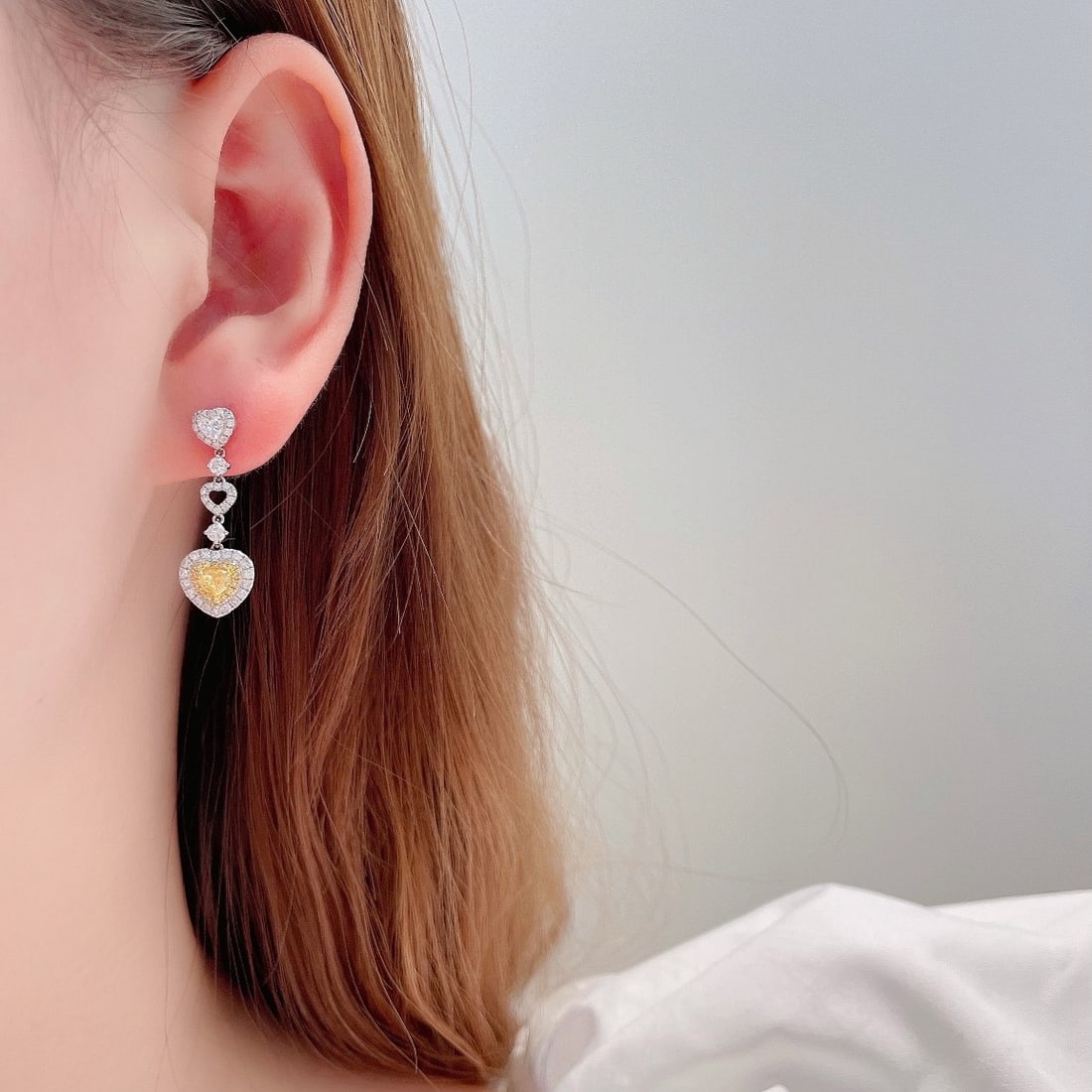 14k Gold 1.22 Ctw Natural Yellow Diamond & Diamond Earrings - 2