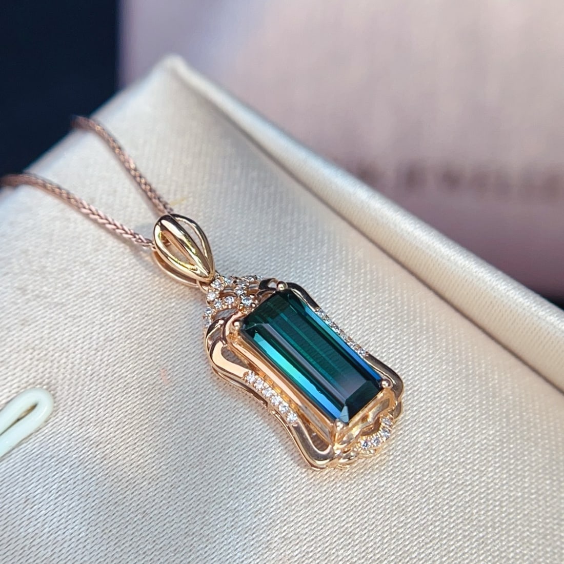 14k Gold 2.54 Ctw Natural Tourmaline & Diamond Pendant( Without Chain ) - 5