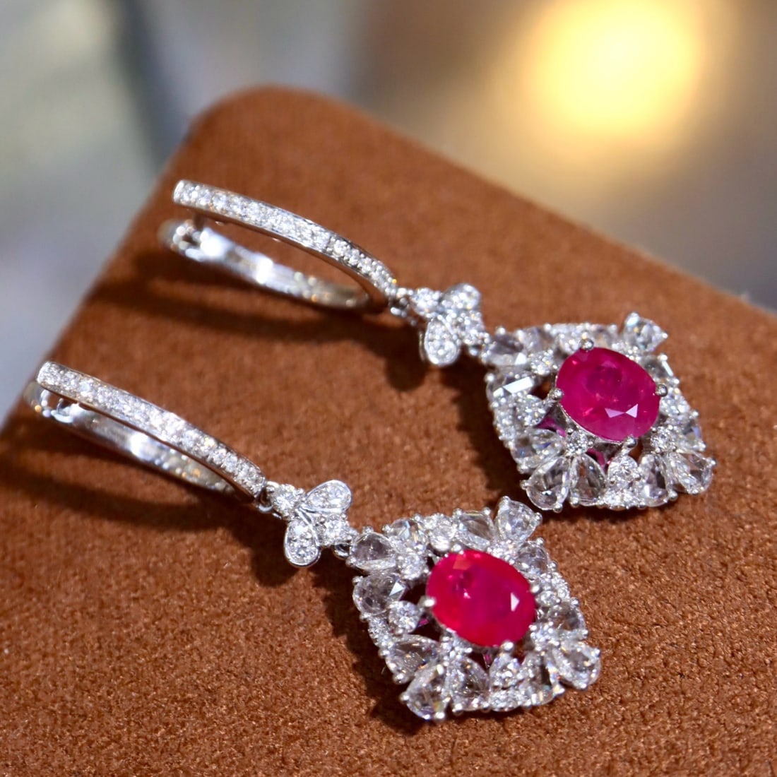 14k Gold 1.97 Ctw Natural Ruby & Diamond Earrings - 2