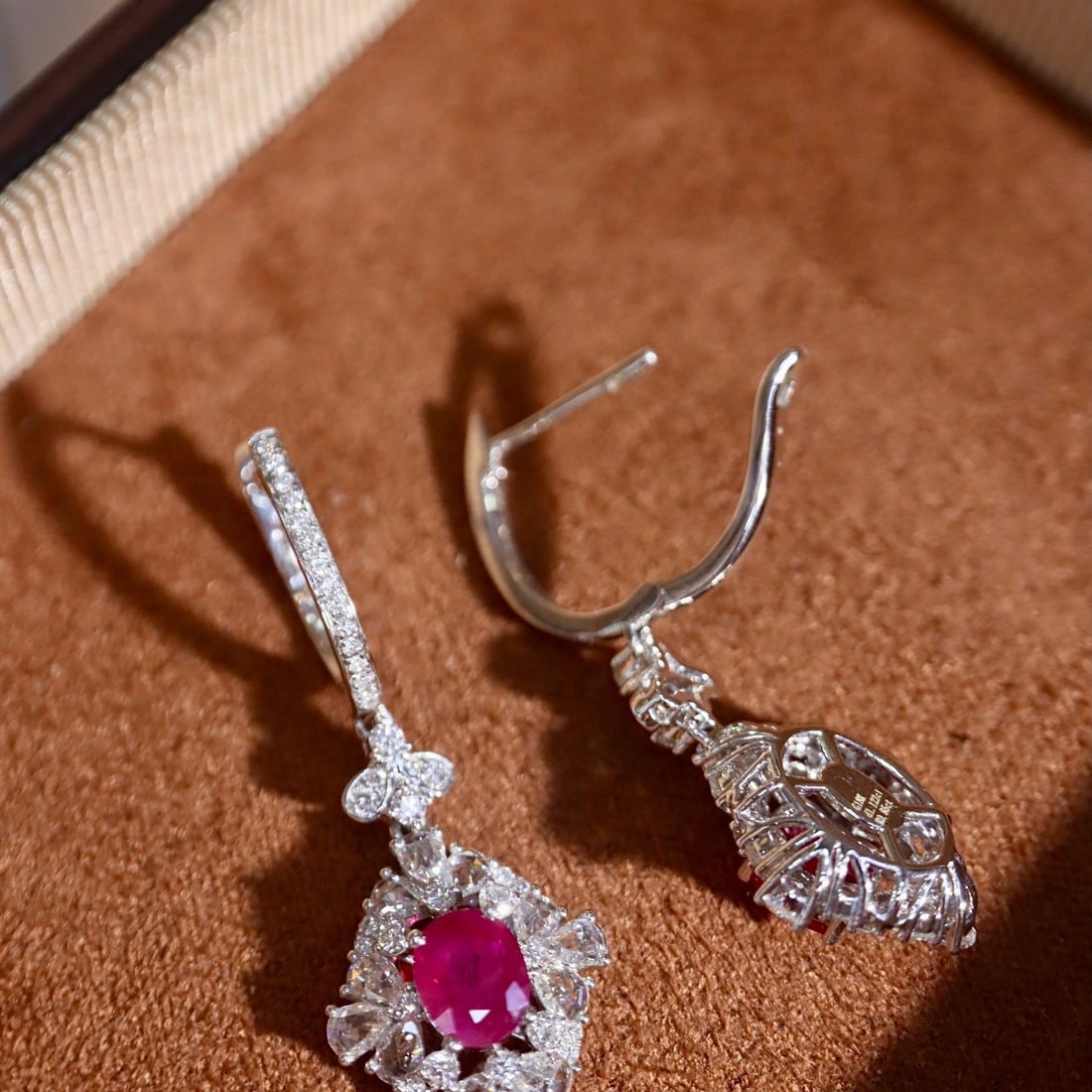 14k Gold 1.97 Ctw Natural Ruby & Diamond Earrings - 5