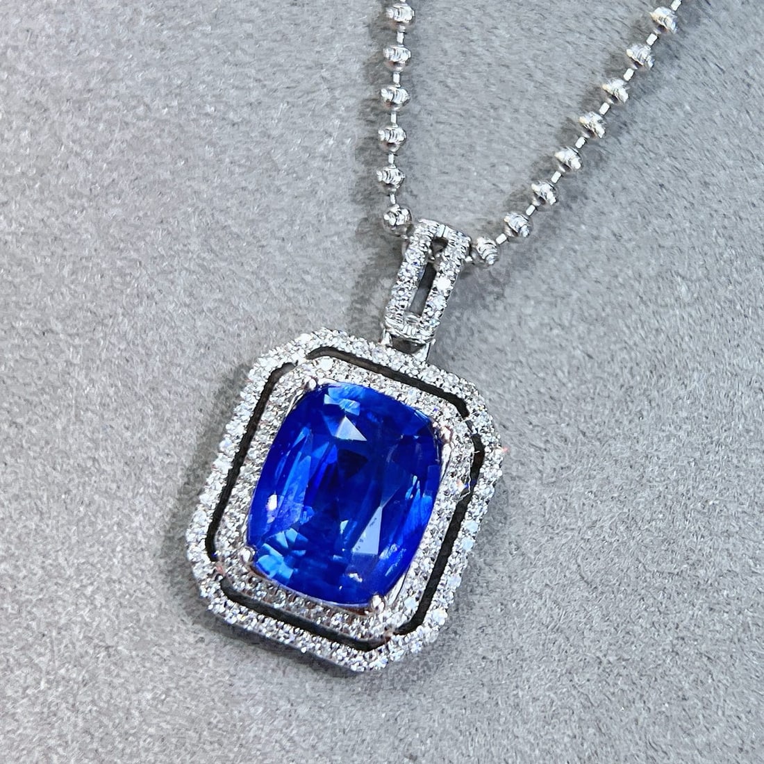 14k Gold 3.45 Ctw Natural Sapphire & Diamond Pendant( Without Chain ) - 3