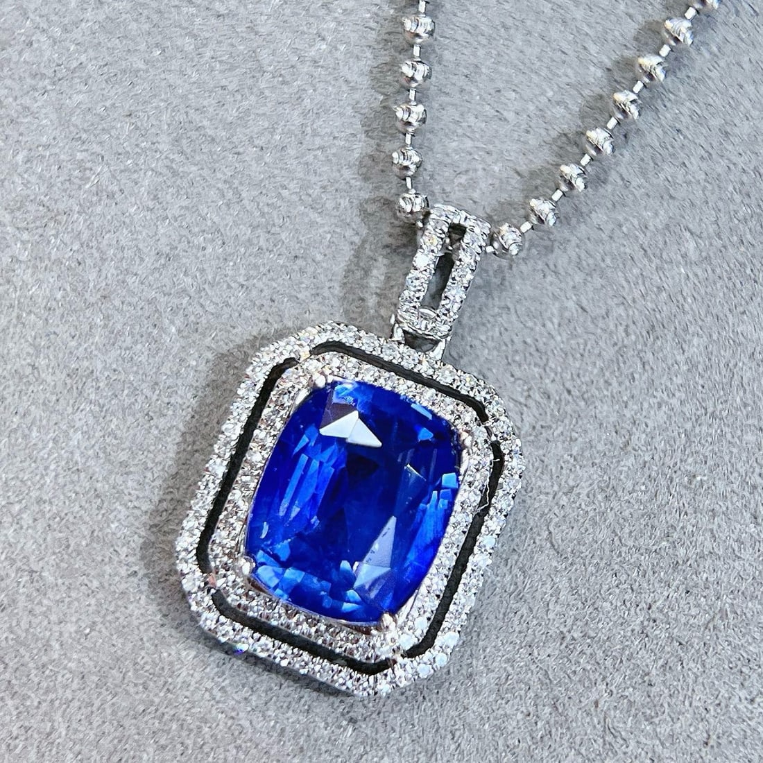 14k Gold 3.45 Ctw Natural Sapphire & Diamond Pendant( Without Chain ) - 4