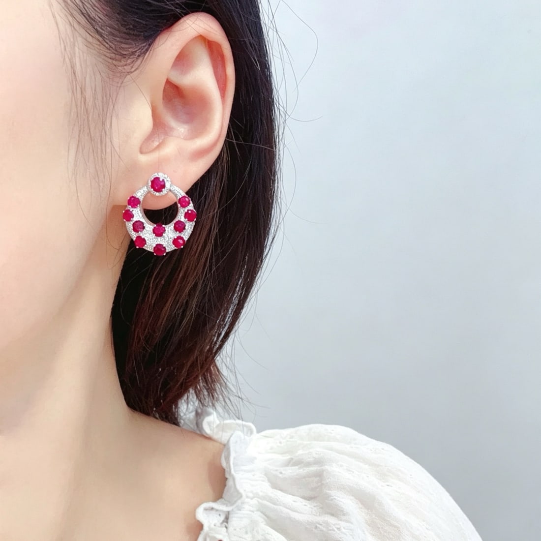 14k Gold 4.22 Ctw Natural Ruby & Diamond Earrings - 4