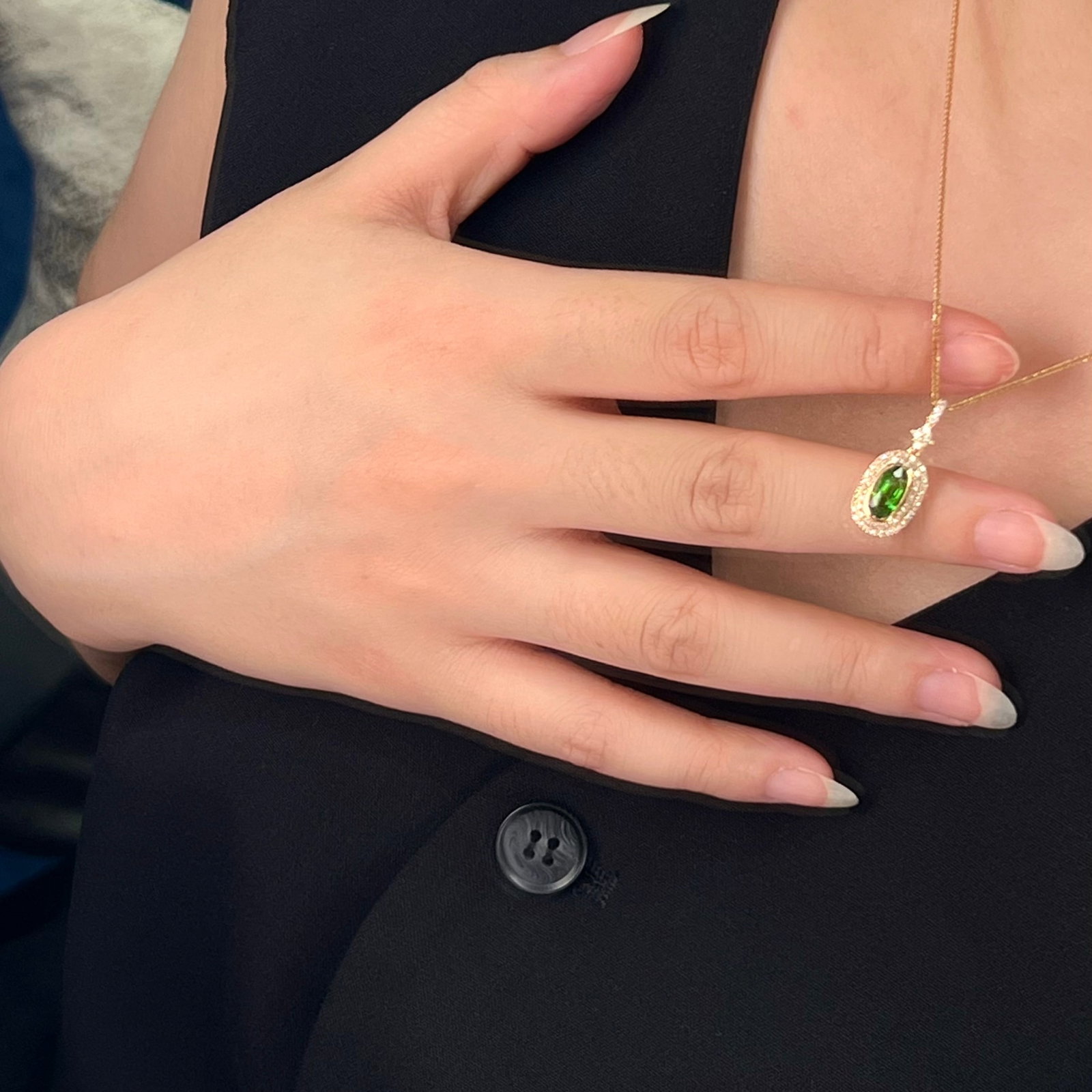 14k Gold 1.35 Ctw Natural Tsavorite & Diamond Pendant( Without Chain ) - 5