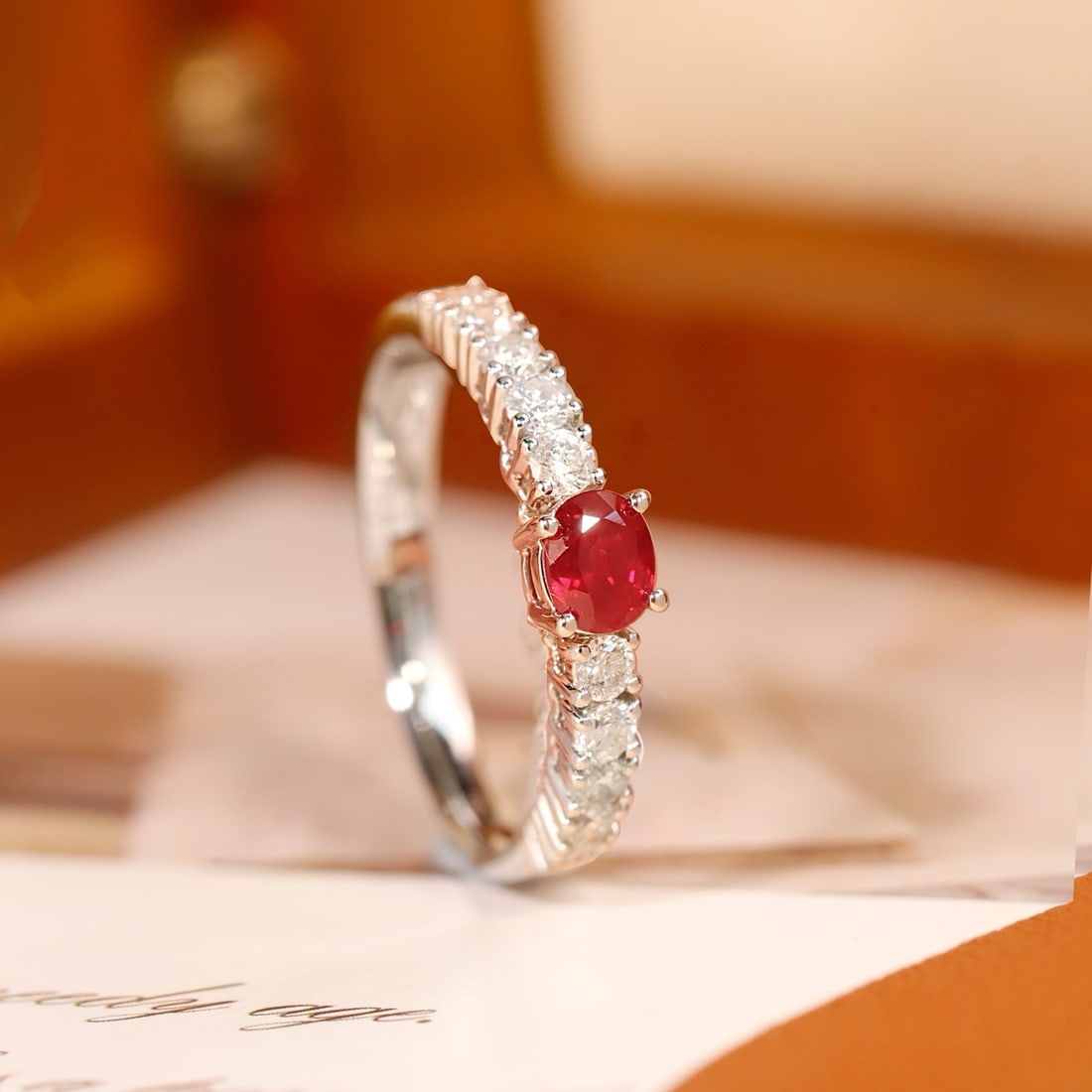 14k Gold 0.80 Ctw Natural Ruby & Diamond Ring - 4