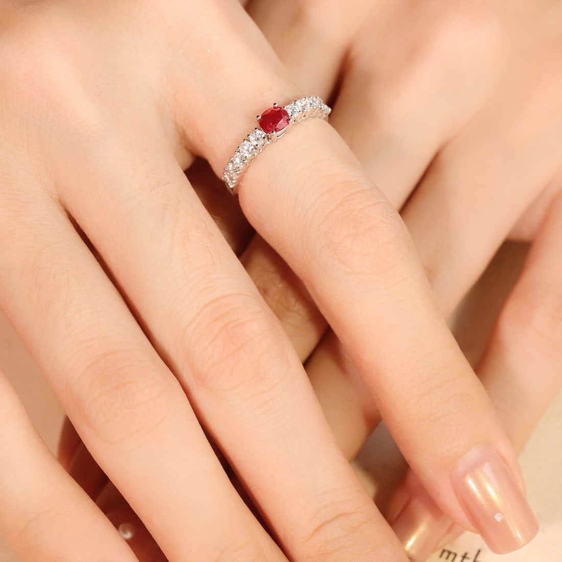 14k Gold 0.80 Ctw Natural Ruby & Diamond Ring - 5