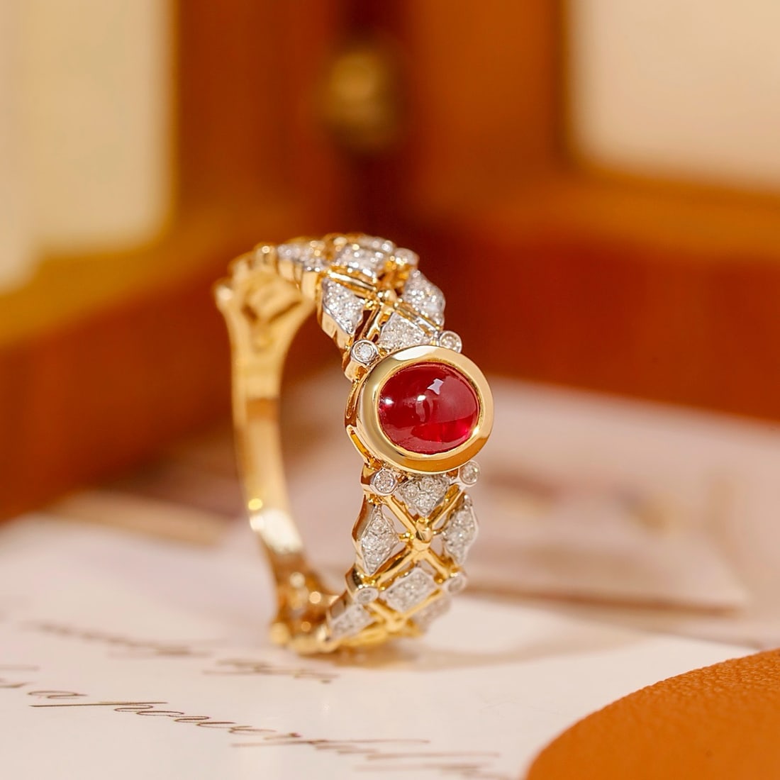 14k Gold 0.71 Ctw Natural Ruby & Diamond Ring: Ref:231174137 // gold content:14k gold // ring size:7. 25us // // main gemstone:ruby // shape:oval // carat weight:0. 6ct // color:red // treatment:natural // // adjacent gemstone 2 : diamond //