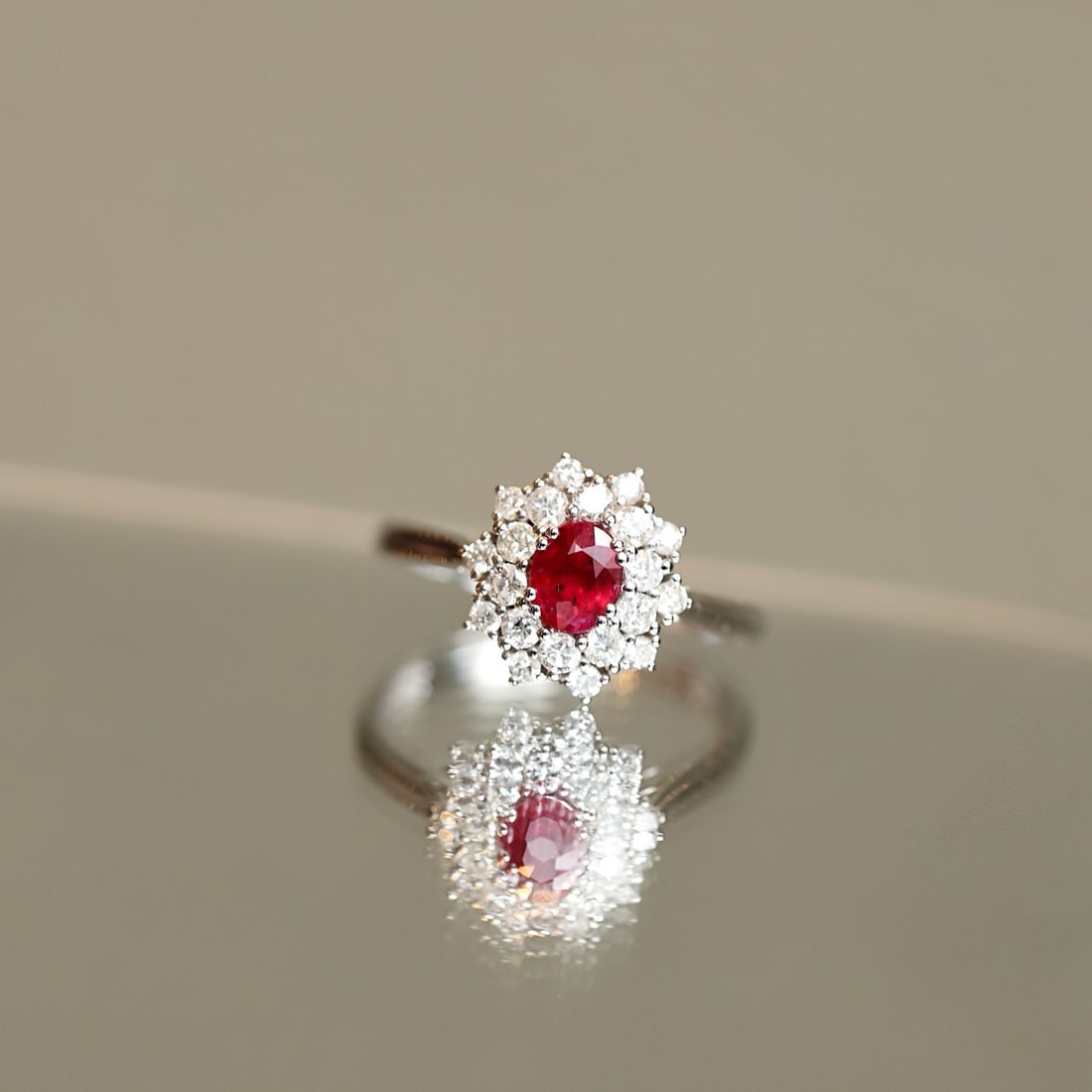 14k Gold 0.93 Ctw Natural Ruby & Diamond Ring: Ref:231174176 // gold content:14k gold // ring size:7. 25us // // main gemstone:ruby // shape:oval // carat weight:0. 55ct // color:red // treatment:natural // // adjacent gemstone 2 : diamond //
