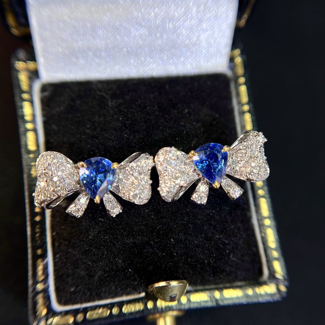 14k Gold 1.88 Ctw Natural Sapphire & Diamond Earrings - 2