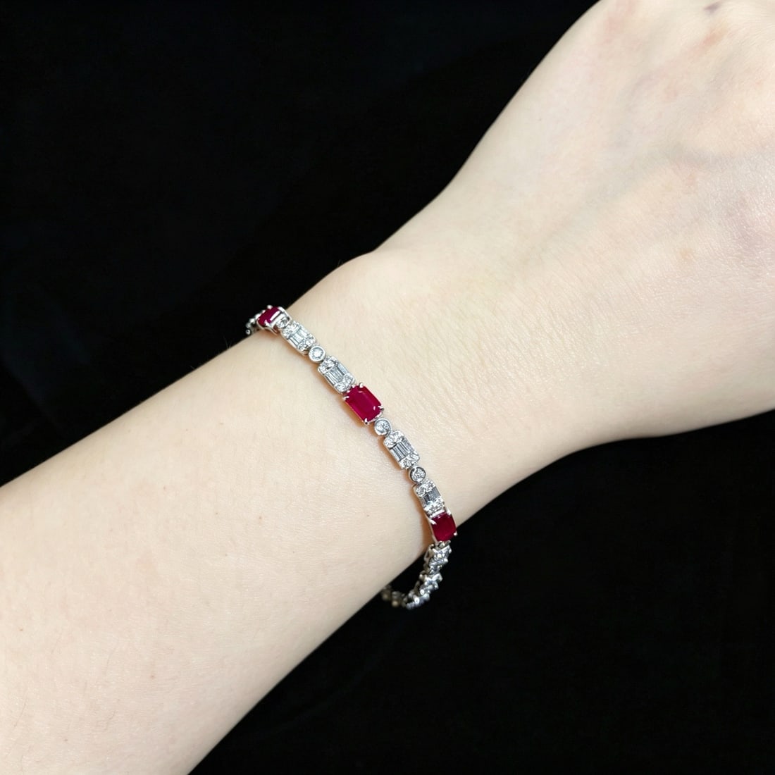 14k Gold 1.83 Ct Natural Ruby & Diamond Bracelet - 4