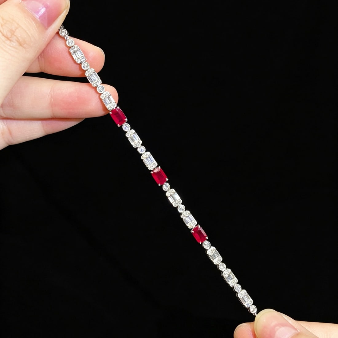 14k Gold 1.83 Ct Natural Ruby & Diamond Bracelet - 6