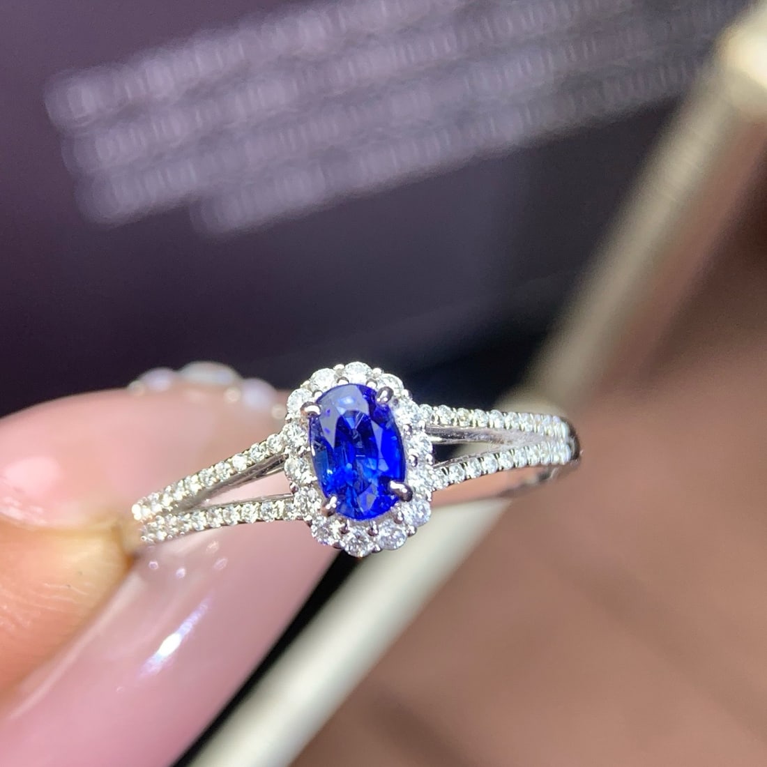 14k Gold 0.69 Ctw Natural Sapphire & Diamond Ring - 3