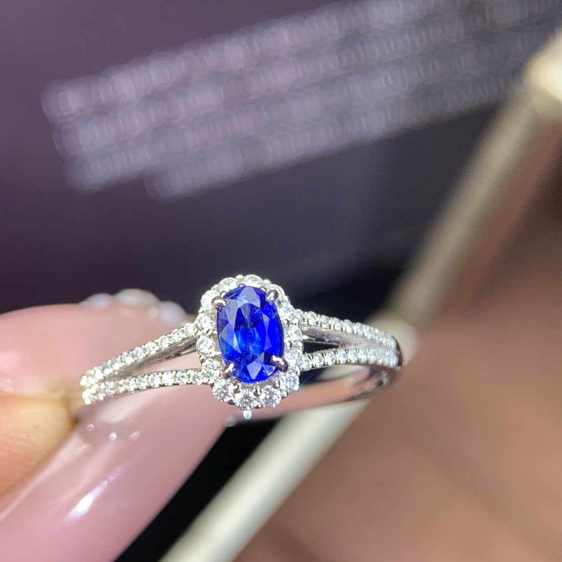 14k Gold 0.69 Ctw Natural Sapphire & Diamond Ring - 5