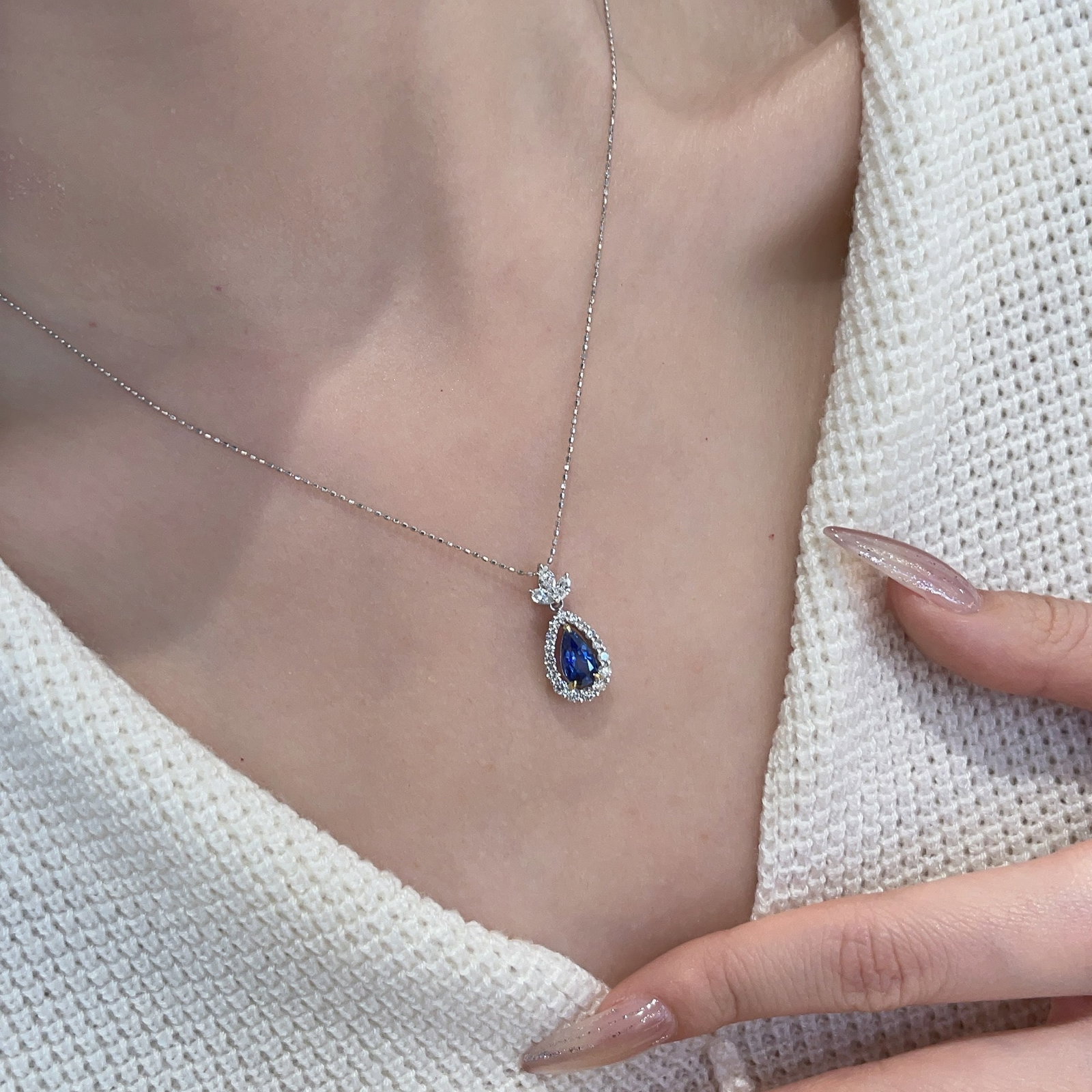 14k Gold 0.8 Ct Natural Sapphire & Diamond Pendant( Without Chain ) - 5