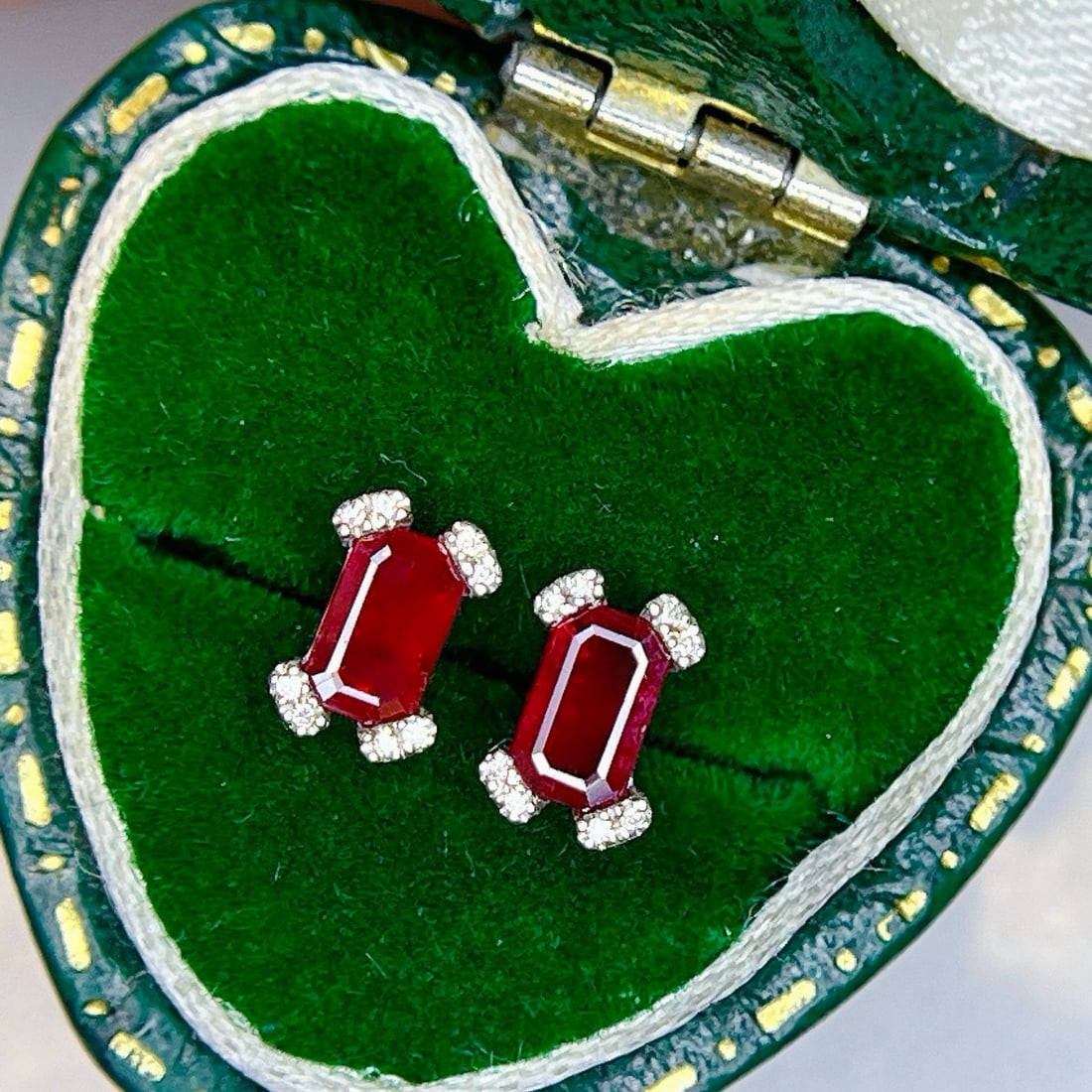14k Gold 0.69 Ctw Natural Ruby & Diamond Earrings - 3