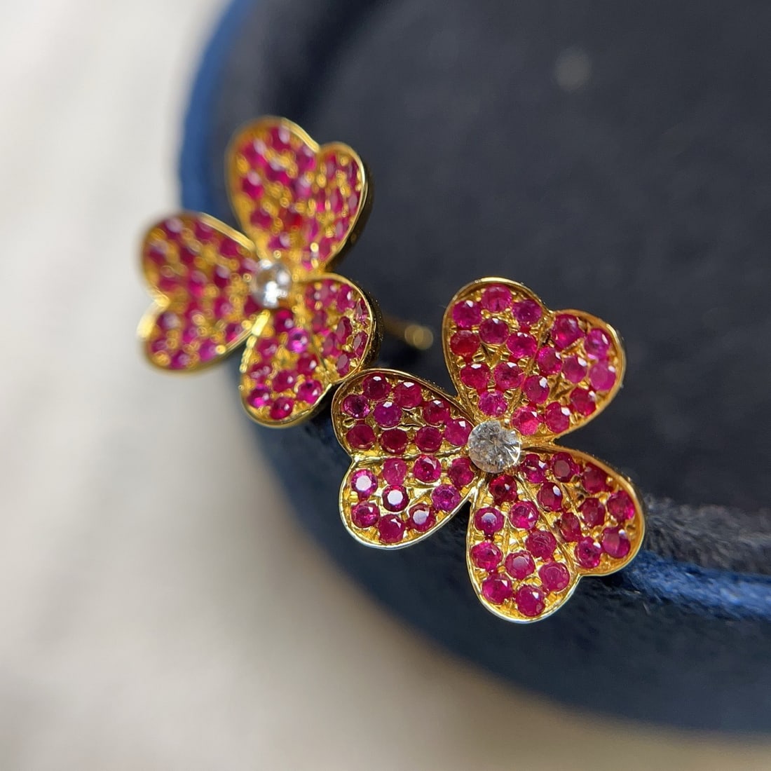 14k Gold 1.35 Ct Natural Ruby & Sapphire Earrings - 3