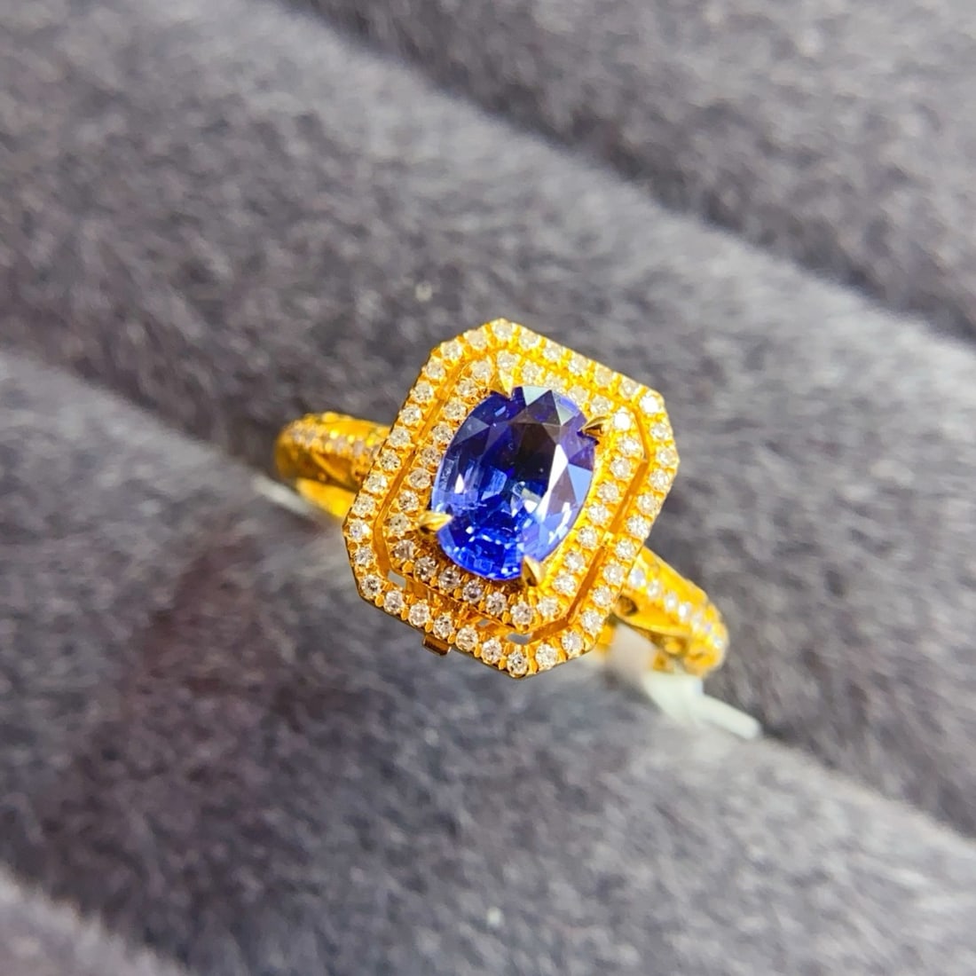 14k Gold 1.2 Ct Natural Sapphire & Diamond Ring/pendant( Without Chain ): Ref:231174234 // gold content:14k gold // ring size:7. 25us // // main gemstone:sapphire // shape:oval // carat weight:1. 2ct // color:blue // treatment:natural // // adjacent gemstone 2 : diamond // 