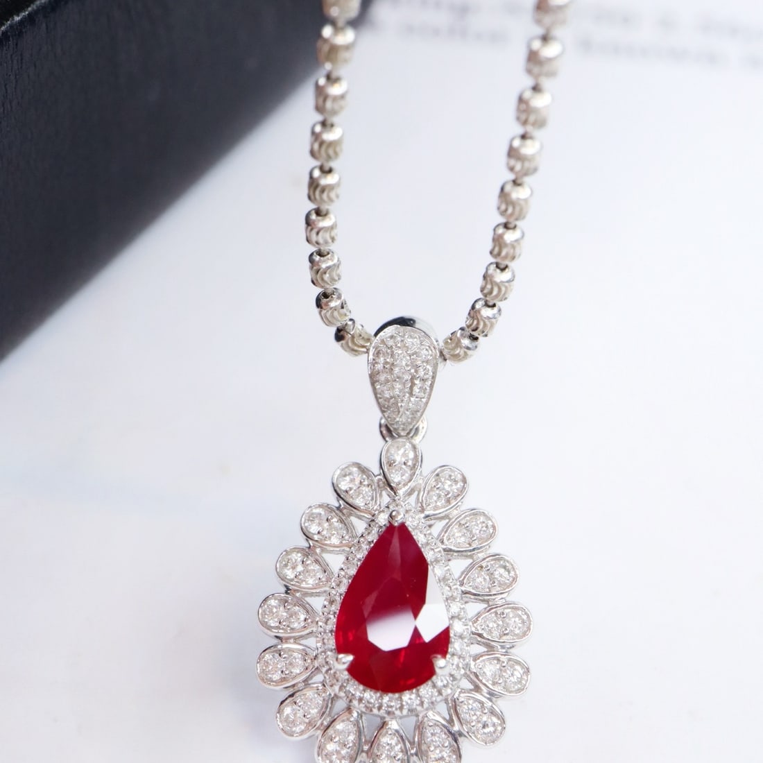 14k Gold 1.46 Ctw Vivid Red Natural Ruby & Diamond Pendant( Without Chain ) - 2