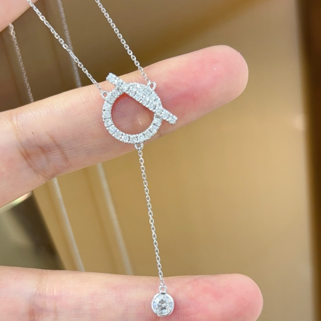 14k Gold 0.58 Ct Natural H Diamond Necklace - 2