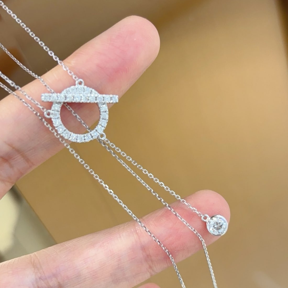 14k Gold 0.58 Ct Natural H Diamond Necklace - 6