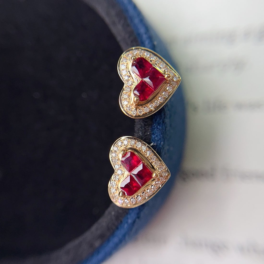 14k Gold 0.80 Ct Natural Ruby & Diamond Earrings - 3