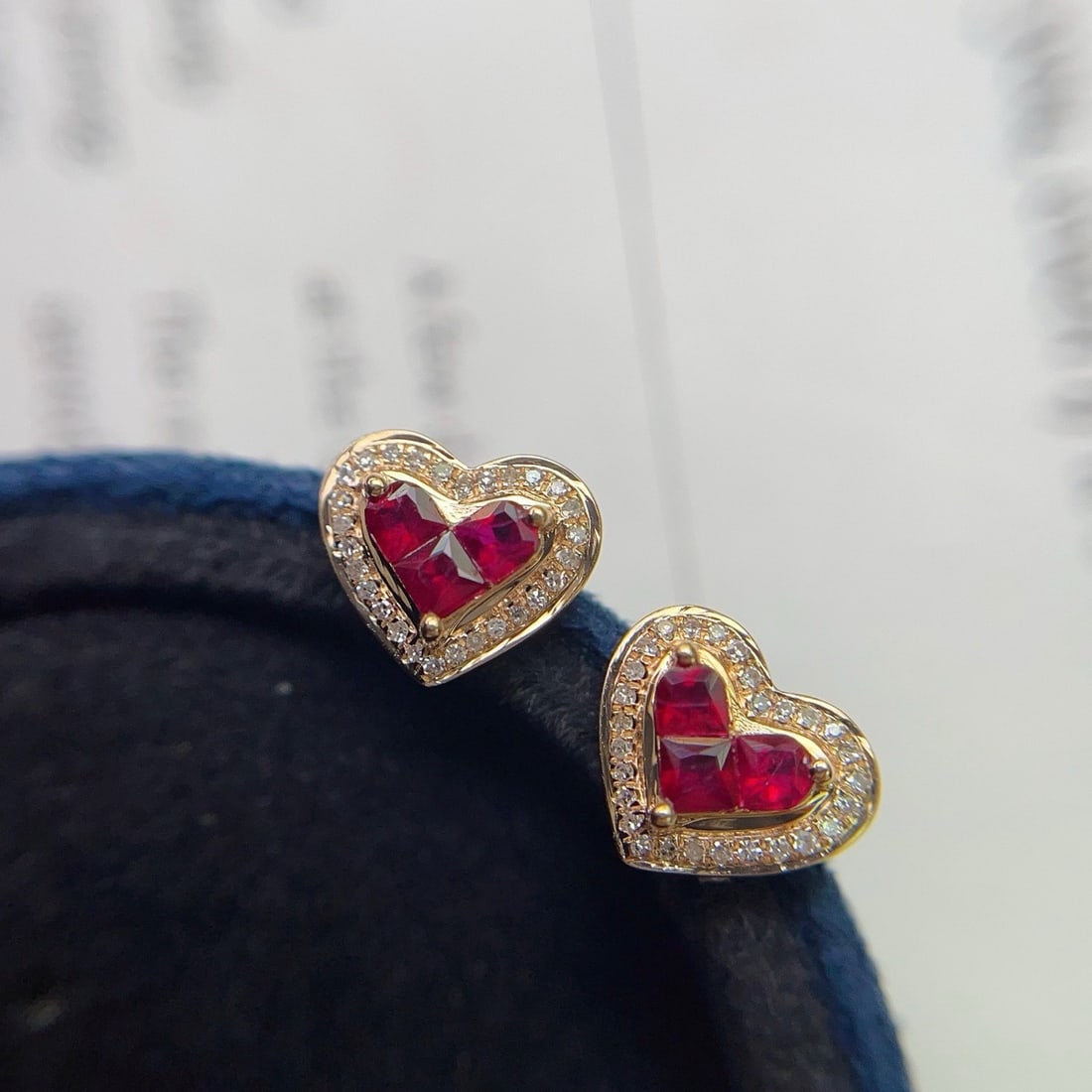 14k Gold 0.80 Ct Natural Ruby & Diamond Earrings - 5