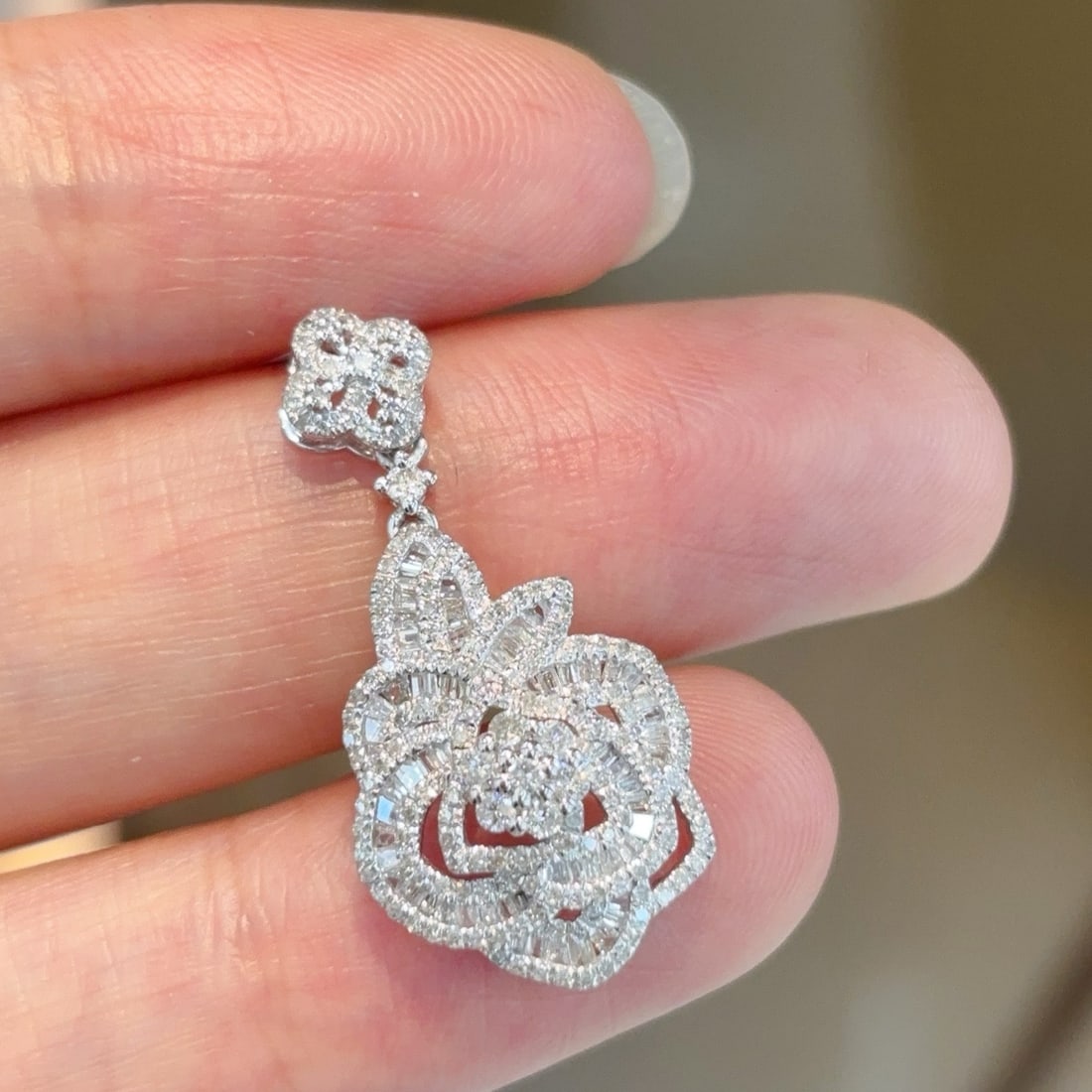 14k Gold 0.9 Ct Natural H Diamond Pendant( Without Chain ) - 2