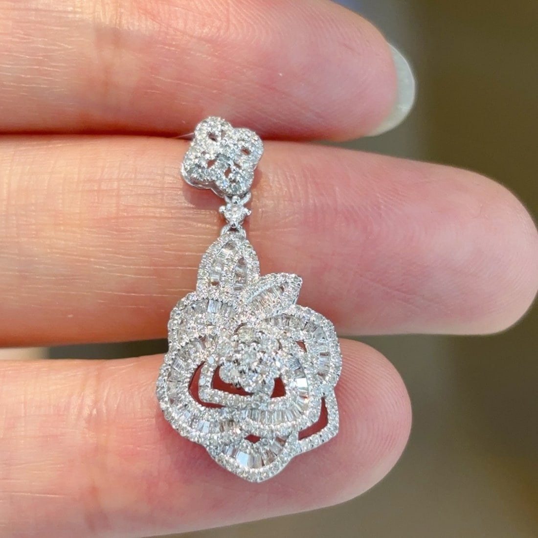 14k Gold 0.9 Ct Natural H Diamond Pendant( Without Chain ) - 3