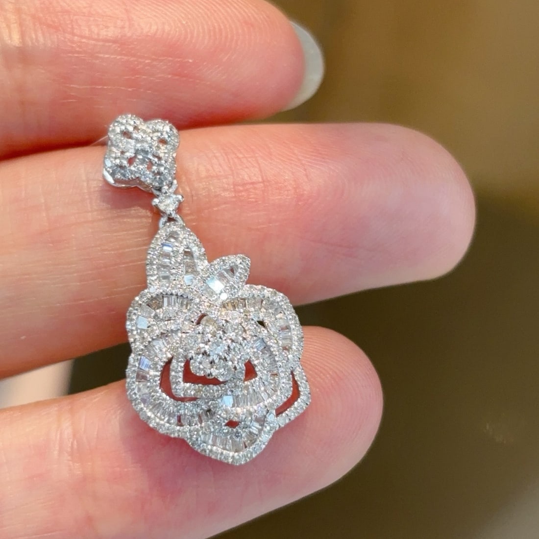 14k Gold 0.9 Ct Natural H Diamond Pendant( Without Chain ) - 7