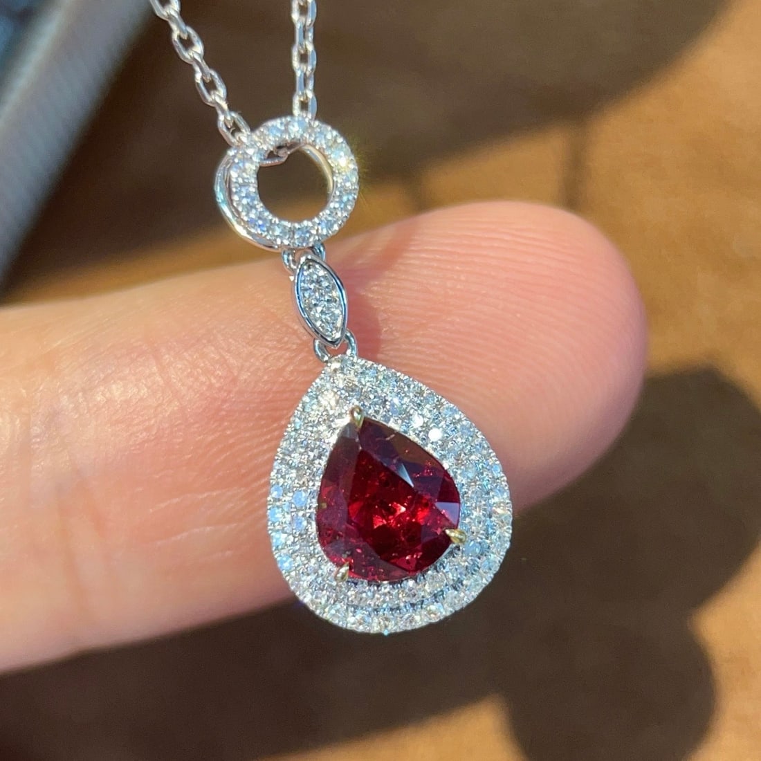 14k Gold 1.04 Ctw Natural Ruby & Diamond Pendant( Without Chain ) - 2