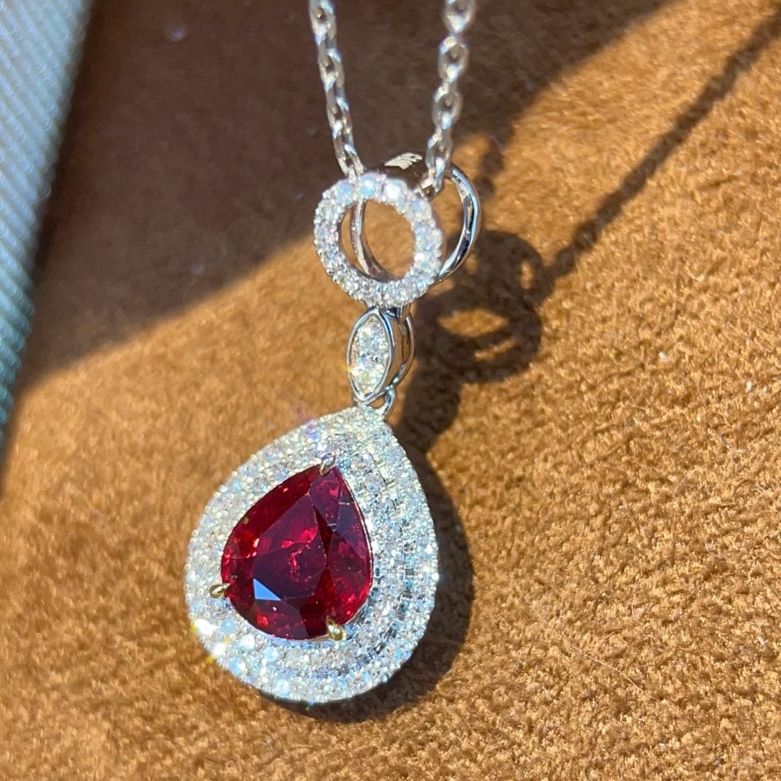14k Gold 1.04 Ctw Natural Ruby & Diamond Pendant( Without Chain ) - 4