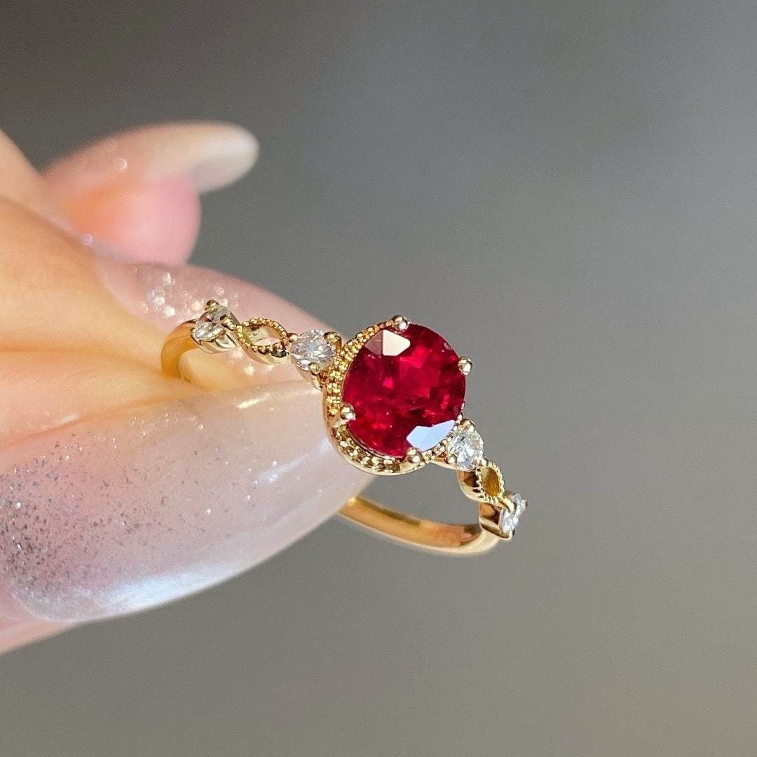 14k Gold 1.18 Ctw Natural Ruby & Diamond Ring - 3